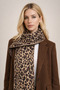 Leopard Scarf Angora Wool Shawl - Women's Soft Textured