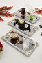 Foldosi Silver 3-Piece Silver Ornament Detailed Boat-Shaped Coffee Presentation Tray Serving Tea Tray Decorative Tray - 2