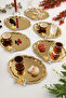 Keveldi Gold 6-Piece Butterfly Detailed Oval Coffee Presentation Tray Serving Tea Tray Decorative Tray