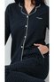 Women'S, Navy Blue, Exclusive, Shirt Collar, (with Sleep Socks as a Gift), Pajama Set - 2