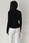 Women's V-Neck Blouse with Gold Button Detail – Black Grace - 7