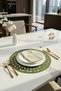 Pares Series 6-Piece Faux Leather Round American Service Set - Ø 32cm - Khaki Green