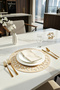Pares Series 6-Piece Faux Leather Round American Service Set - Ø 32cm - Cream