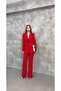 Women's Satin Collar Detail Blazer Suit - 2
