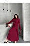 Women's Two-Piece Set Stylish Button Detail Mock Neck Blazer Jacket Long Skirt Set - 2