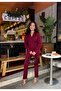 Women's Two-Piece Blazer Jacket and Pants Set with Pleat and Button Detail, Straight Leg