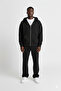 Men's Black 3-Thread Brushed Inside Baggy Tracksuit Set Wide Leg Oversized Hooded Sweatshirt