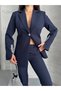 Women's Double Set Stone Detailed Pipe Leg Blazer Jacket Pants Set - 3