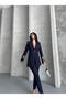Women's Double Set Stone Detailed Pipe Leg Blazer Jacket Pants Set - 7