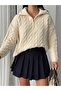 Zippered Half Fisherman's Hair Knit Sweater