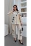 Women's Shirt Front and Sleeves Beaded Embroidered Trousers Beaded Embroidered Suit - 2