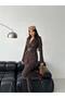 Women's Gold Buttoned Buckled Belt Blazer Jacket Trousers Suit - 5