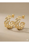 Women's Gold Color Mesh Hoop Earrings – Stainless Steel, Stylish and Suitable for Everyday Wear - 6