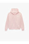 Kangaroo Pocket Zippered Hooded Back Printed Oversized Sweatshirt - 3