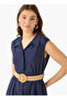 Shirt Midi Length Cotton Dress with Belt - 4