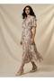 Tiered Midi Viscose Wrap Dress with Floral Print - 2