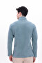 Men's Blue Mock Neck Half Zip Basic Sweatshirt - 8