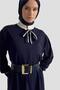 Scarf Knitwear Dress 25Ktd955 Navy Blue - 4