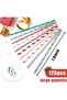 125PCS Christmas Paper Straws, 10 Styles Paper Drinking Straws Red and Green Stripes for Xmas Party - 2