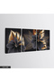 Gold Leaf and Gray Flower 3 Piece Canvas - Canvas Painting - 2