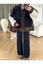 Women's Top and Bottom Set Layer Look Oversized Contrast Color Gradient Zippered Tracksuit Set - 5