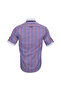 Men's Purple Striped Checkered Short Sleeve Cotton Shirt - Double Pocket Design - 4