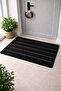 Modern Doormat Black 6-Strip Carpet Doormat, Dust and Moisture Absorbing Doormat 45X70Cm - 3