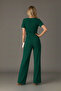 Women's Double-breasted Collar Belted Crepe Fabric Jumpsuit - 4
