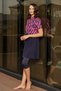 Sports Lycra Short Sleeve Semi-Closed Swimsuit 3417 Navy Blue Fuchsia - 6