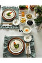 4 Pieces Mossy Linen Ruffle Detailed American Tablecloth/ Placemat Green Checkerboard