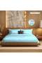 Polyester Queen Fitted Bedsheet Set-300 TC Silken Berry Art Silk Satin, Light Blue