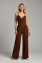 Women's Double-Breasted Collar Imported Crepe Fabric Jumpsuit