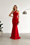 Women's Scuba Fabric Cross Collar Strap Fish Dress Evening Dress