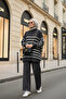 Striped Knitwear Set with Necklace Anthracite Gray - 2