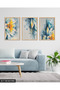 Watercolor Look Blue Flower 3 Piece Wooden Framed Painting Act