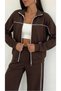 Women's Long Sleeve Zippered Ara Piped Detail Wide Leg Tracksuit Set 4368-26 - 3