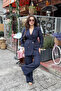 Women's Two-Piece Blazer Jacket and Trousers Set with Accessory and Button Detail, Wide-Leg