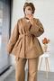V-Neck Buttoned Gabardine Double Suit – Camel - 3