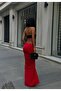 Women's Black-Red Double Color Drawstring Maxi Dress Yel221755 - 5