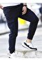 Men's Navy Blue Quality Cotton Flexible Jogger Pants with Cargo Pocket Pockets and Elastic Waist
