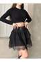 Women's Lace Detailed Belted Skirt with Shorts - 6