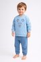 Geometric Bear Seersucker Embossing Printed Baby Boy Set – Transitional Sweatshirt and Sweatpants 2-Piece