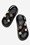 Cross Piped Women's Sandals with Stones and Accessories Black - 5