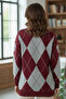 Baklava Patterned Knitwear Sweater N3027 Claret Red - 4