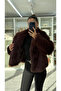 Brown Faux Fur Coat - 9679 - 3