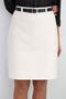 High Waist Woven Fabric Knee-Length Ecru A-Line Skirt - 2