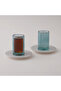 طقم شاي زجاجي مكون من 12 قطعة، أزرق - 3