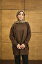 Women's Crew Neck Shoulder Stone Detail Regular Viscose Tunic Brown - 2