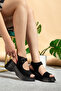 Juli̇ Women's Sandals Summer and Everyday Black Suede - 3