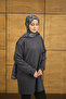 Women's Crew Neck Shoulder Stone Detail Regular Viscose Tunic Anthracite - 4